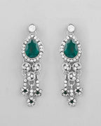 VOJ Silver Plated CZ-Stone Studded With Green Stone Choker Set With Mangtikka | Grocsy
