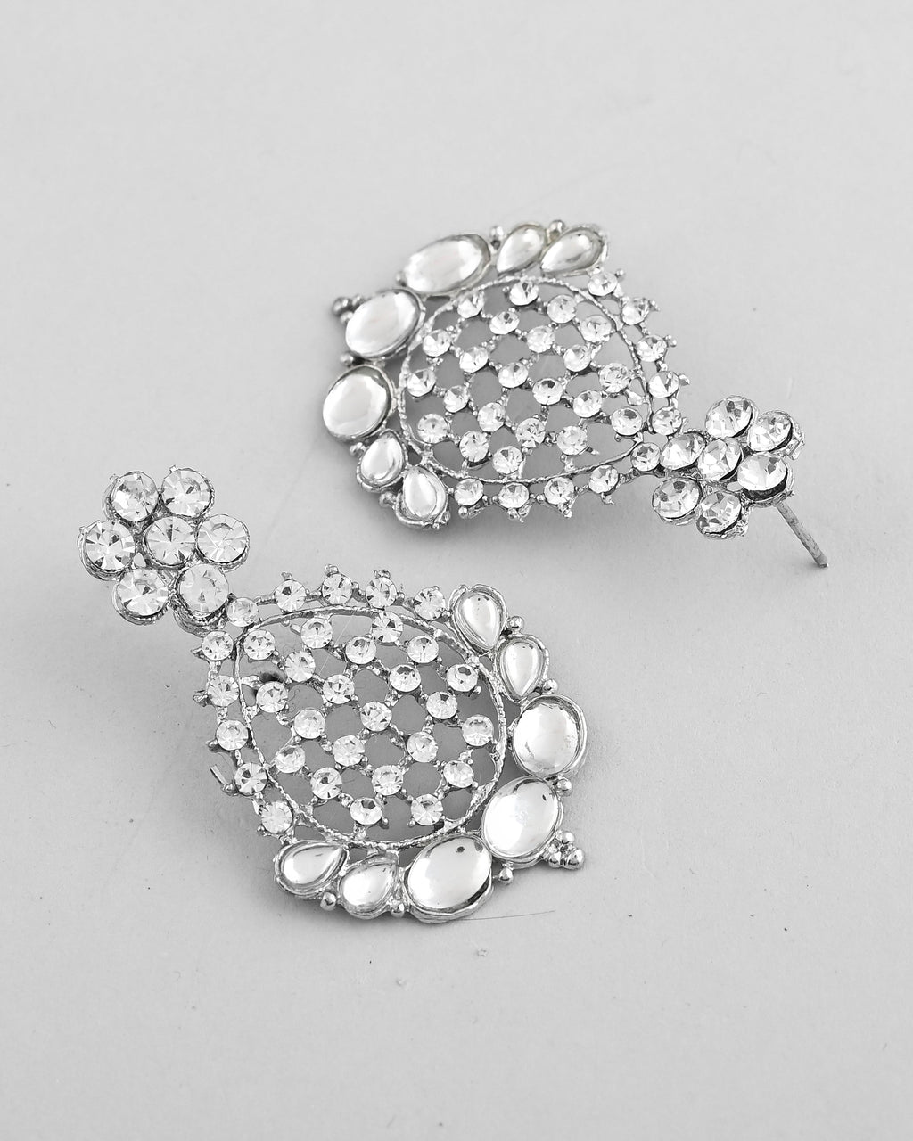 VOJ Silver Plated CZ-Stone Studded Choker Set With Mangtikka | Grocsy