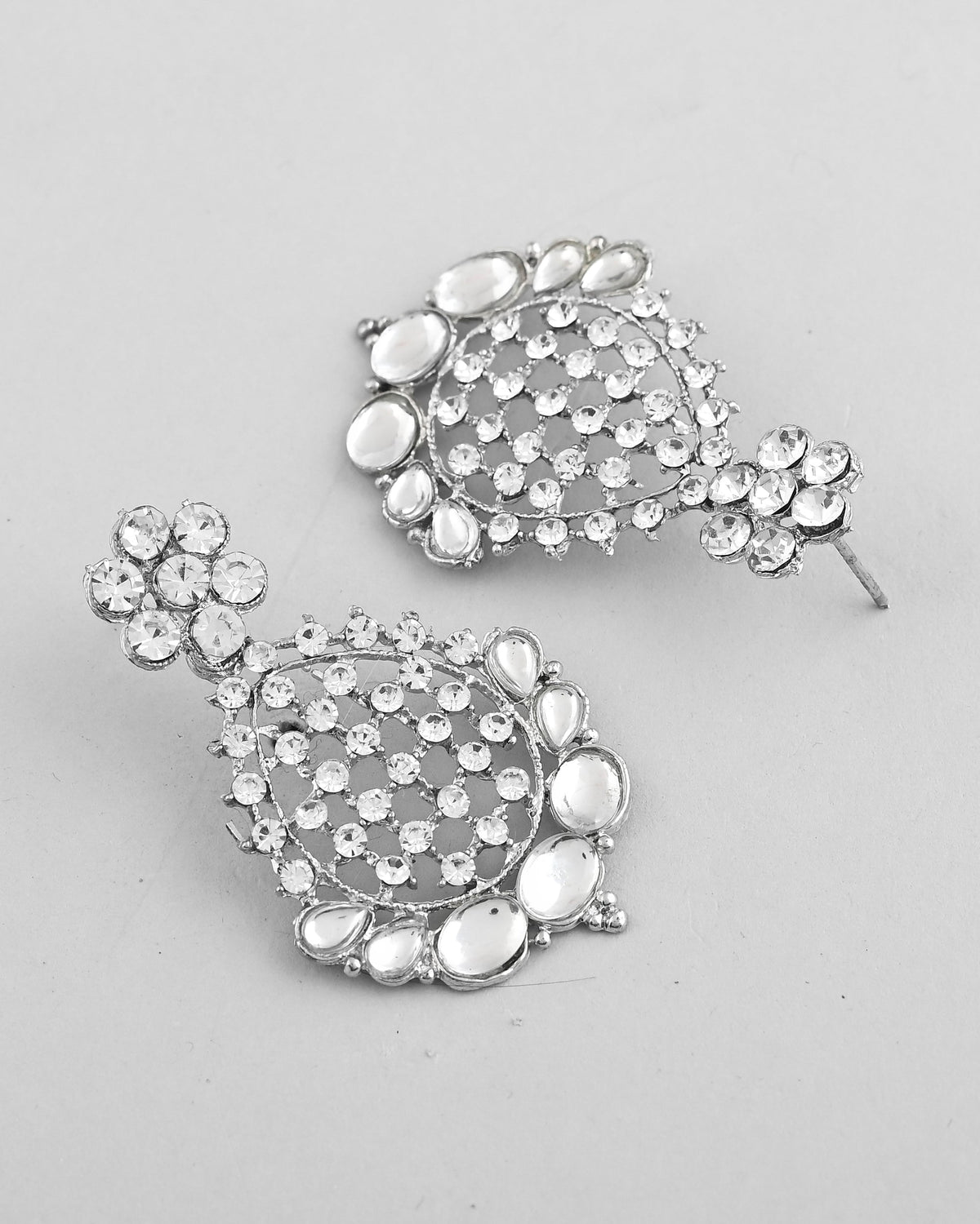 VOJ Silver Plated CZ-Stone Studded Choker Set With Mangtikka | Grocsy