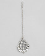 VOJ Silver Plated CZ-Stone Studded Choker Set With Mangtikka | Grocsy