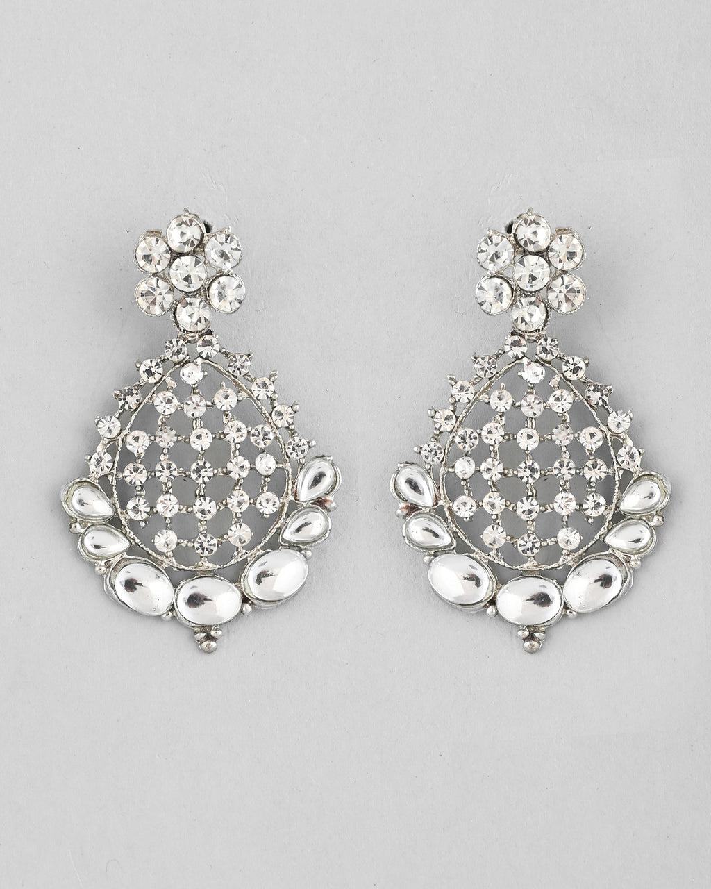 VOJ Silver Plated CZ-Stone Studded Choker Set With Mangtikka | Grocsy