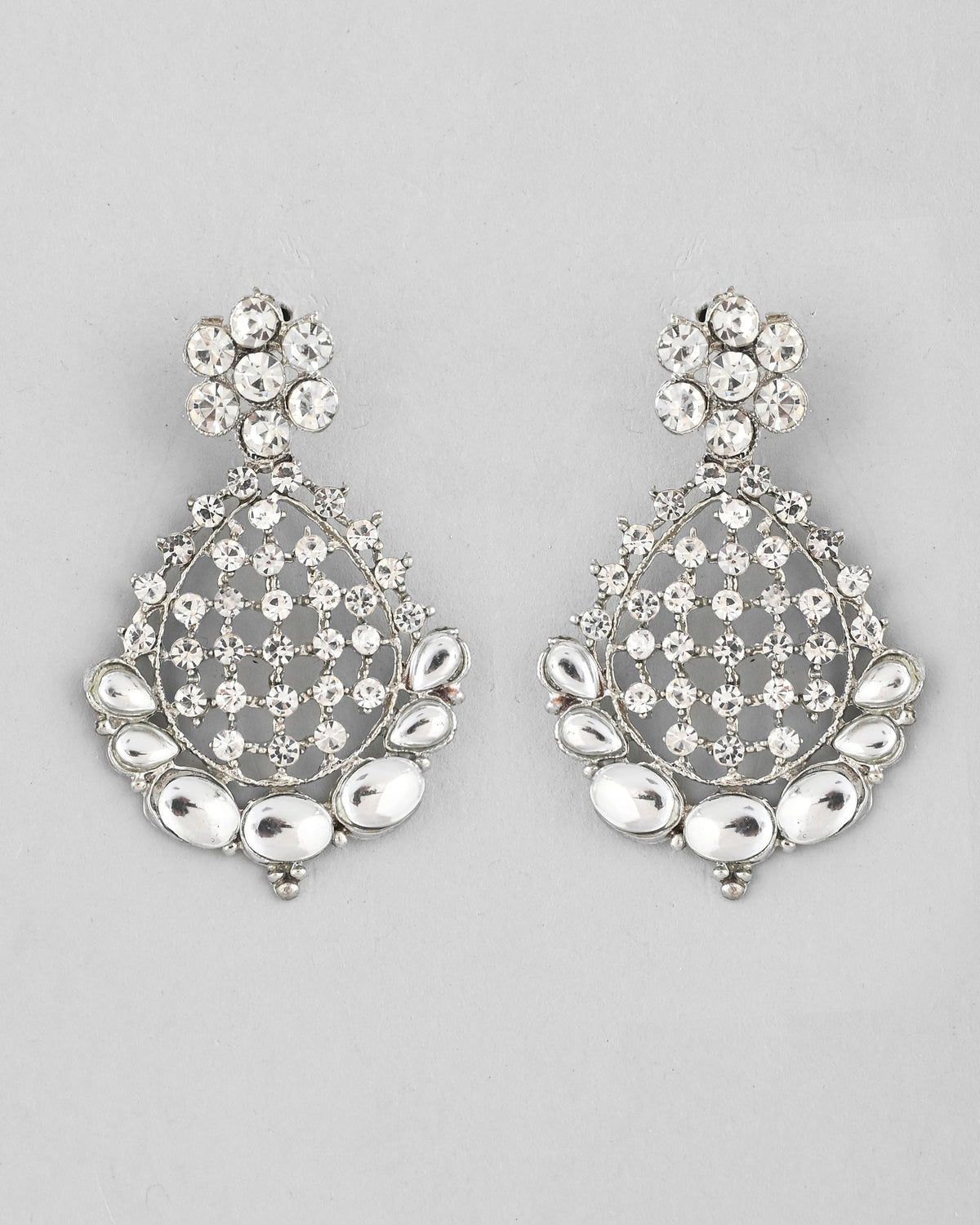 VOJ Silver Plated CZ-Stone Studded Choker Set With Mangtikka | Grocsy