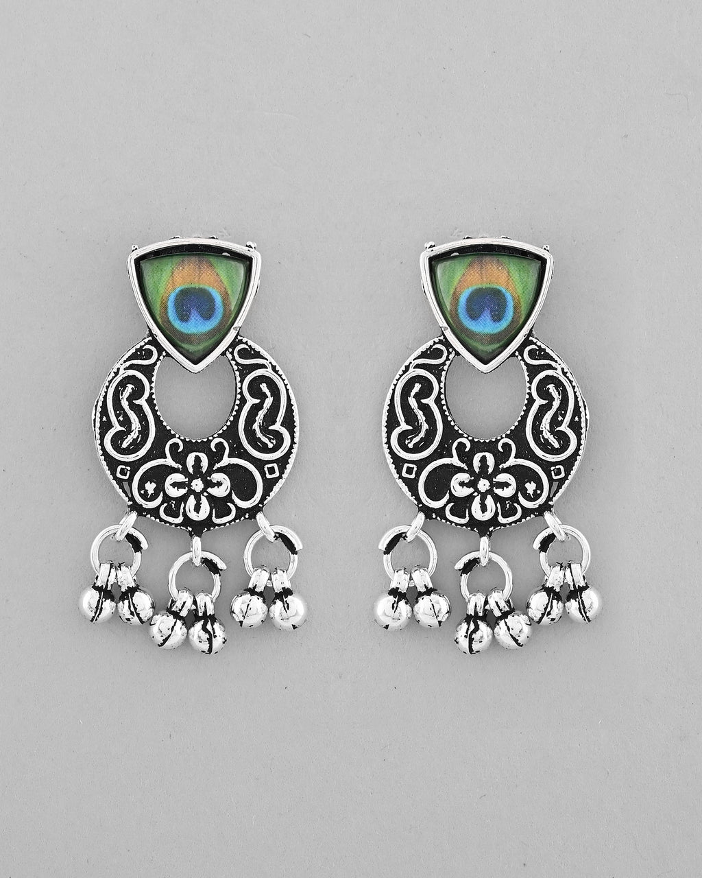 VOJ Silver Plated Peacock Contemporary Choker And Earrings | Grocsy