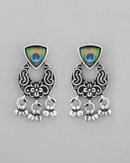 VOJ Silver Plated Peacock Contemporary Choker And Earrings | Grocsy