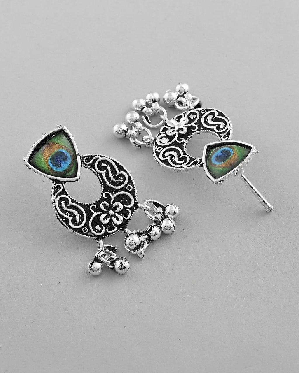 VOJ Silver Plated Peacock Contemporary Choker And Earrings | Grocsy