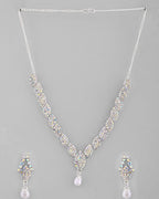 VOJ Silver Plated CZ-Stone Studded With Pearl Jewellery Set | Grocsy