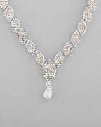 VOJ Silver Plated CZ-Stone Studded With Pearl Jewellery Set | Grocsy