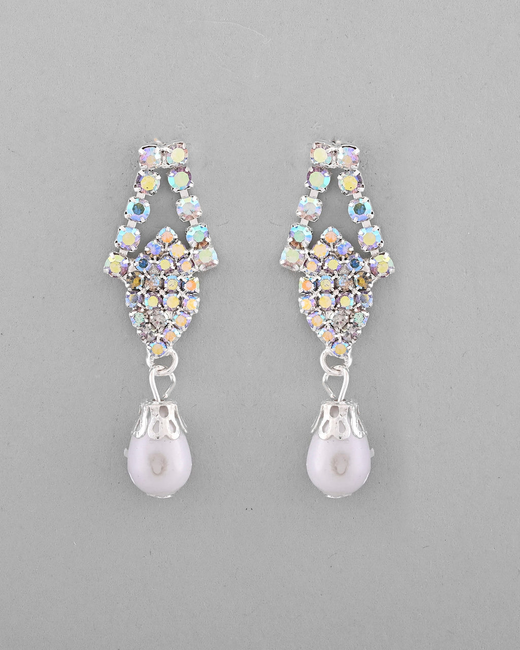 VOJ Silver Plated CZ-Stone Studded With Pearl Jewellery Set | Grocsy