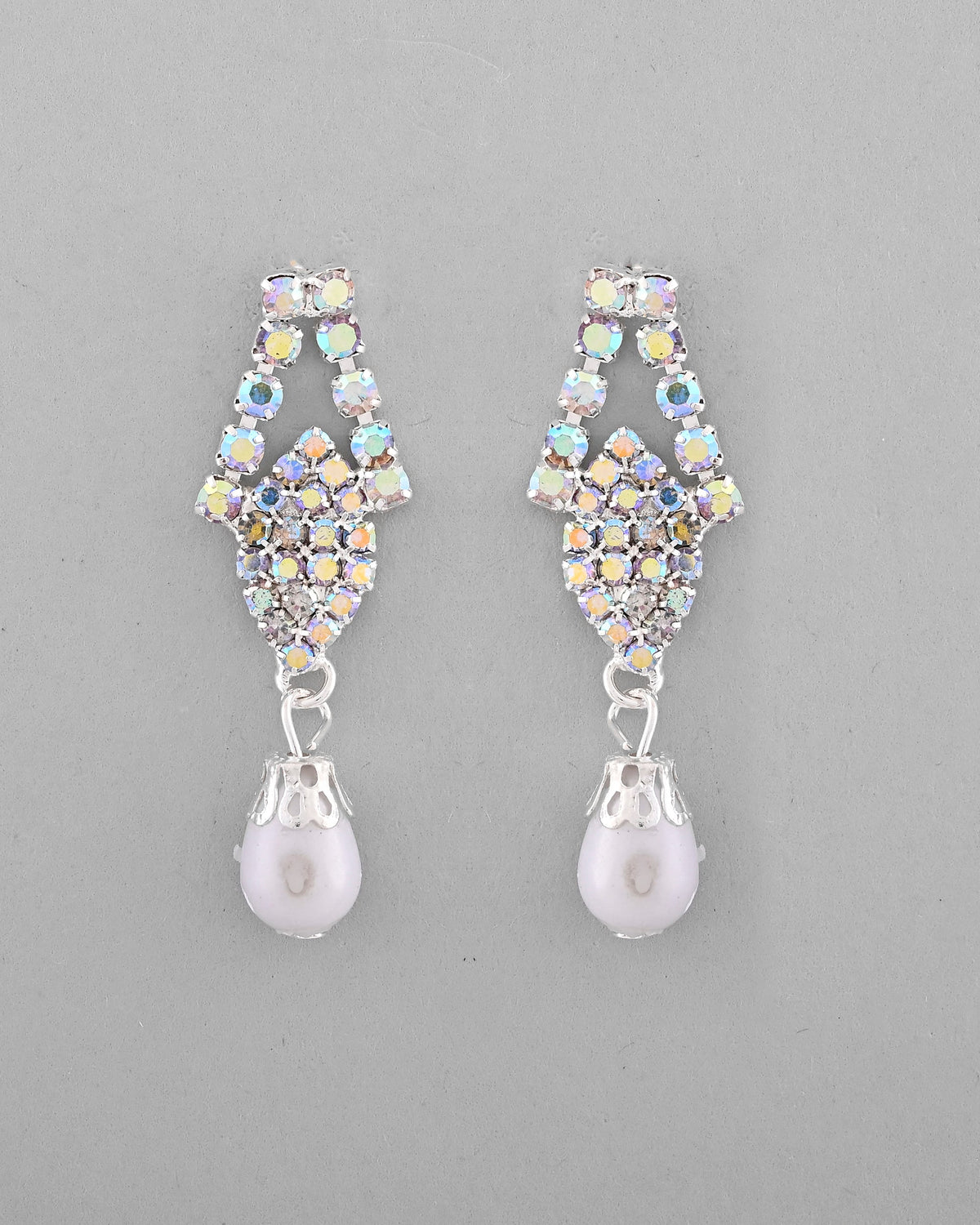 VOJ Silver Plated CZ-Stone Studded With Pearl Jewellery Set | Grocsy