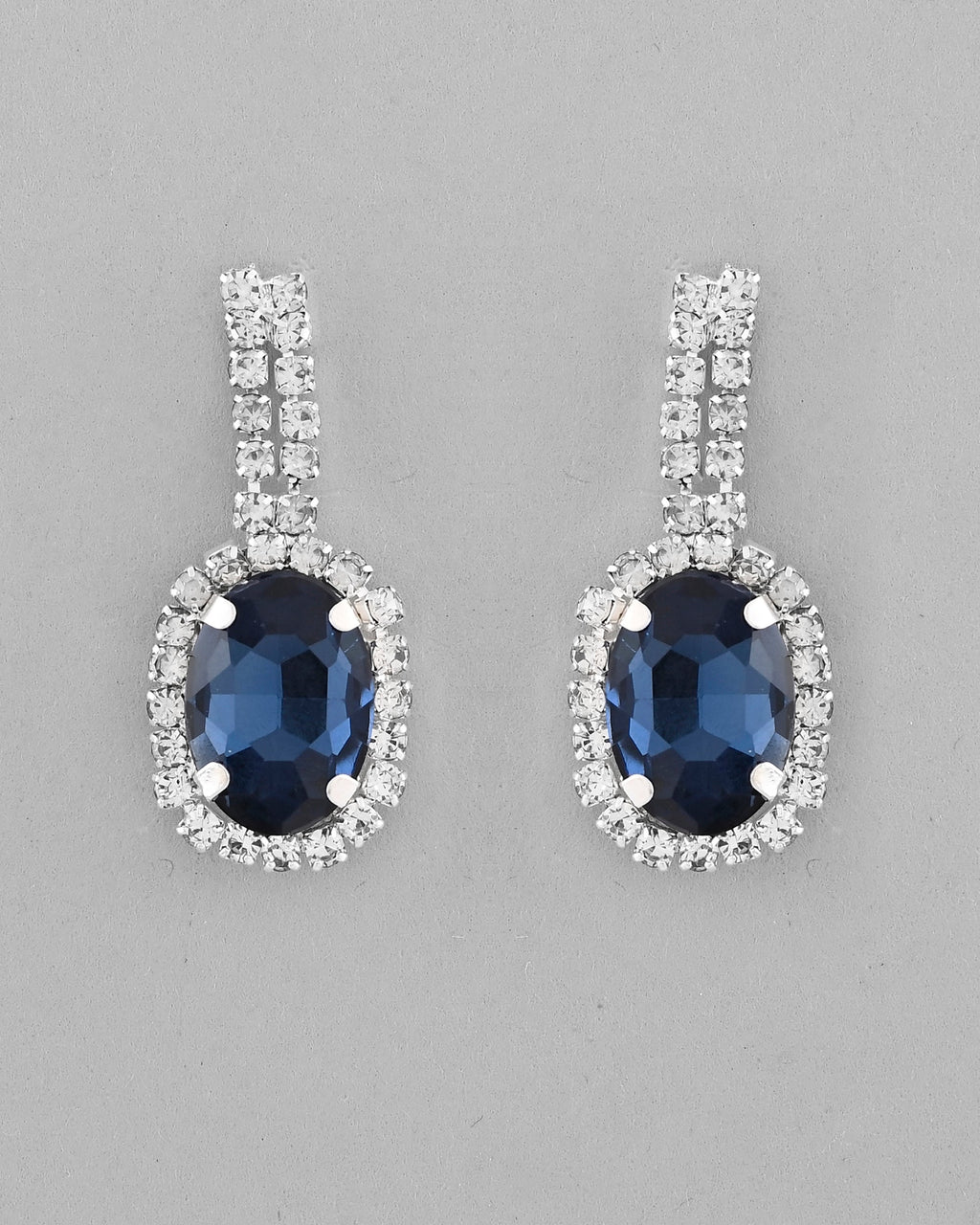 VOJ Silver Plated AD-Stone Studded With Dark Blue Stone Choker Set | Grocsy