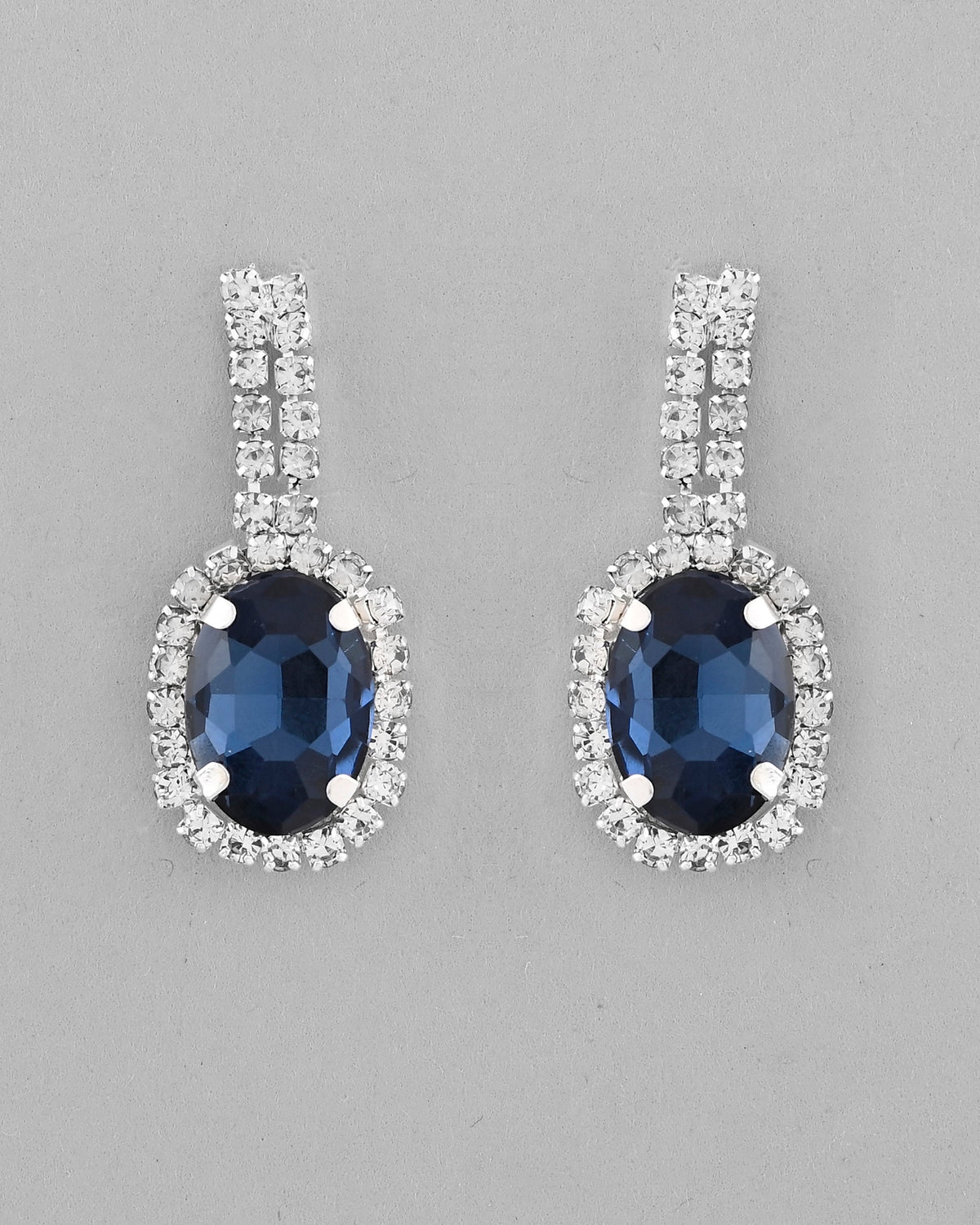 VOJ Silver Plated AD-Stone Studded With Dark Blue Stone Choker Set | Grocsy