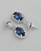 VOJ Silver Plated AD-Stone Studded With Dark Blue Stone Choker Set | Grocsy