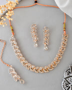 VOJ Gold-Polished CZ-Studded Jewellery Set With Mangtikka | Grocsy
