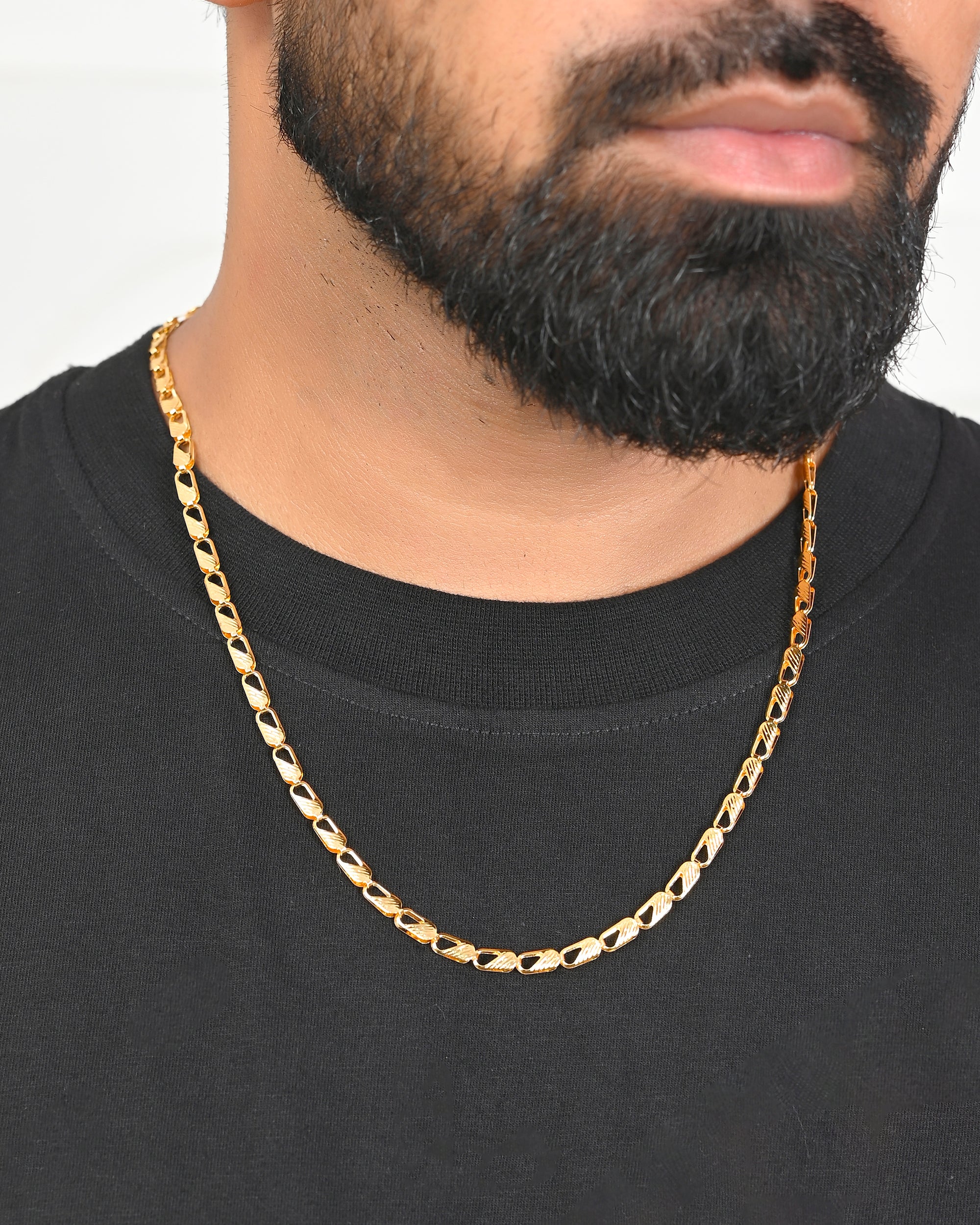 VOJ Gold-Polished Men Designer Chain | Grocsy