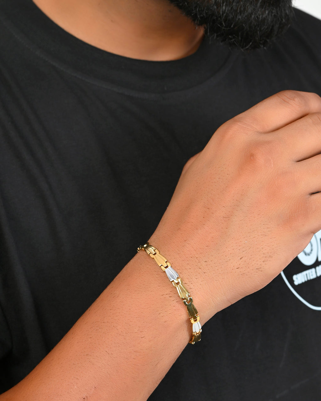 VOJ Gold and Silver Polished Designer Men Bracelet | Grocsy