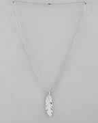 VOJ Silver Plated Men Chain With Leaf Shaped Pendent | Grocsy