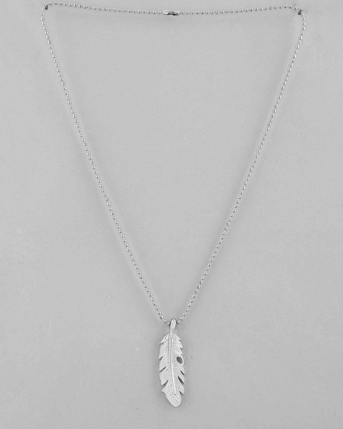 VOJ Silver Plated Men Chain With Leaf Shaped Pendent | Grocsy