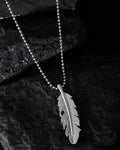 VOJ Silver Plated Men Chain With Leaf Shaped Pendent | Grocsy