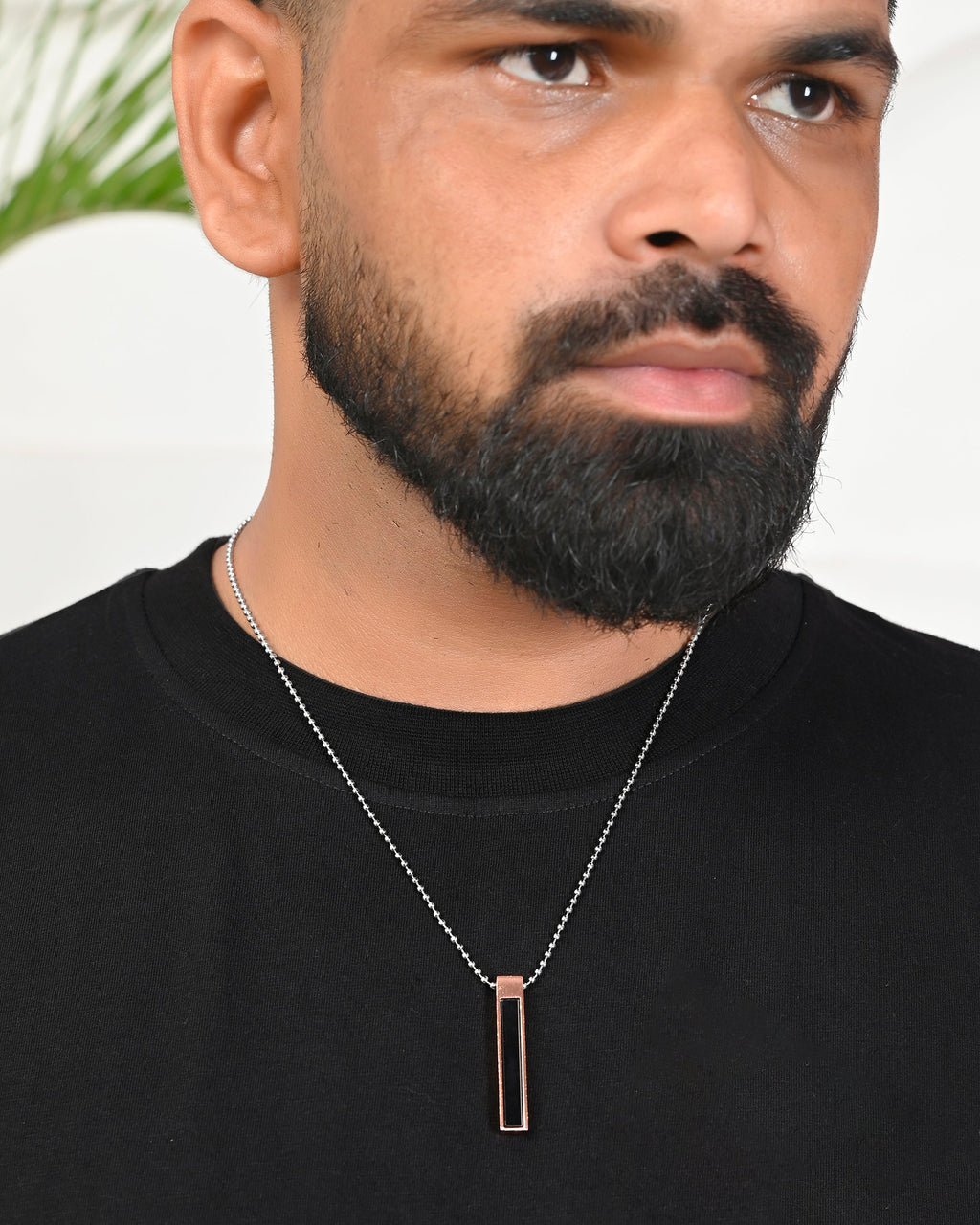 VOJ Silver Plated Men Chain With Rectangular Shaped Pendent | Grocsy
