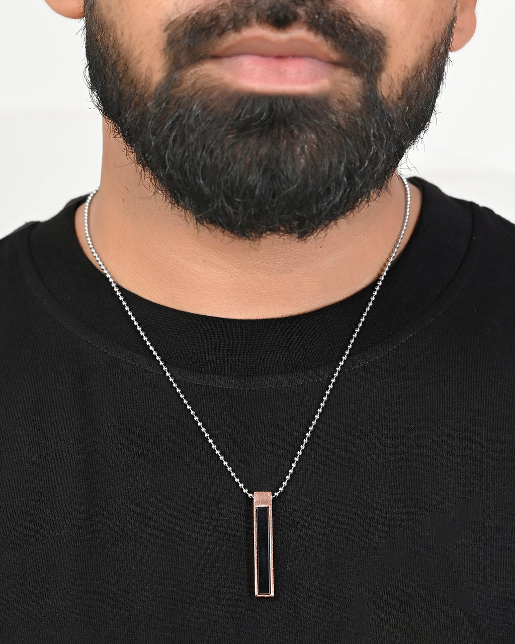 VOJ Silver Plated Men Chain With Rectangular Shaped Pendent | Grocsy