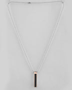 VOJ Silver Plated Men Chain With Rectangular Shaped Pendent | Grocsy