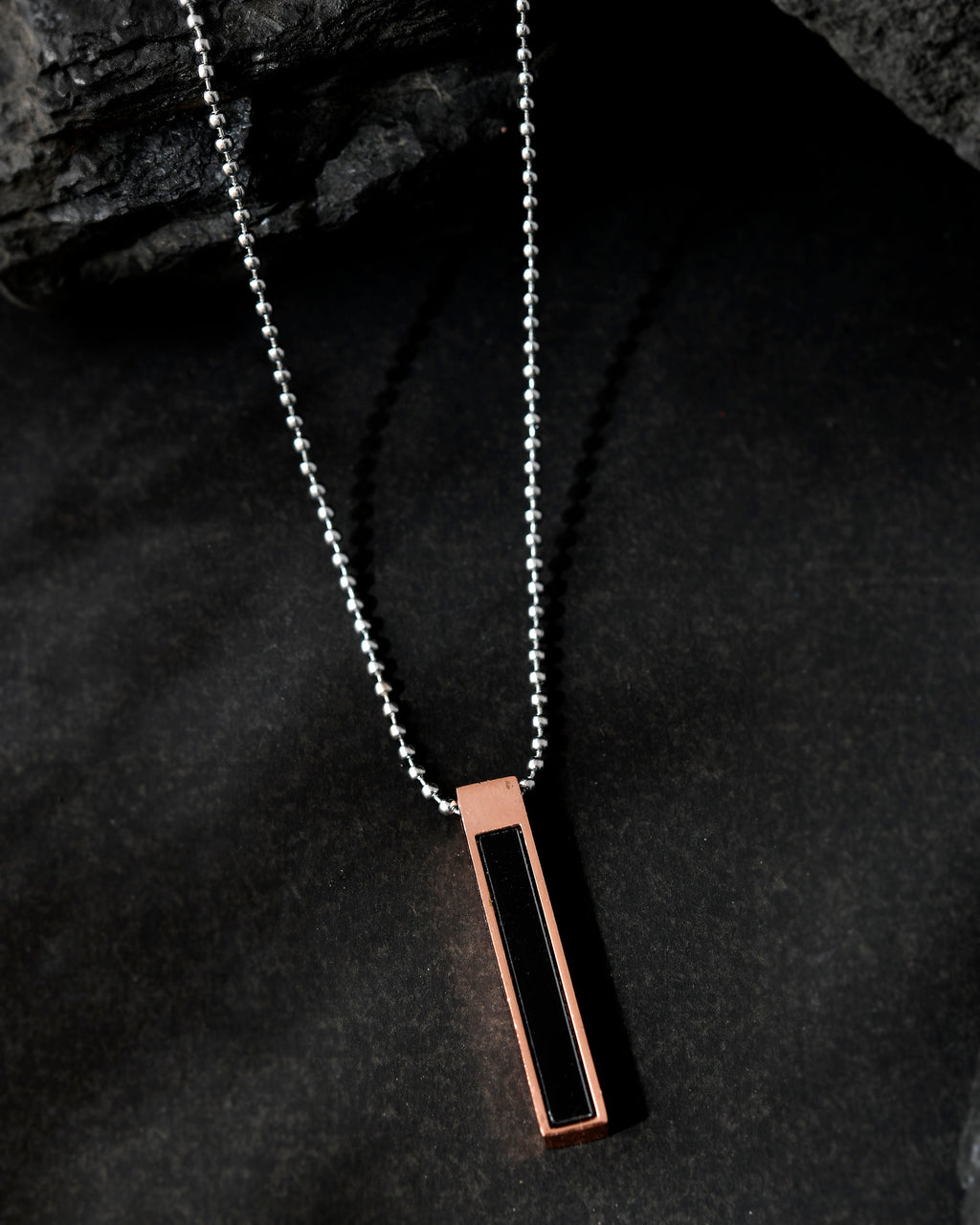 VOJ Silver Plated Men Chain With Rectangular Shaped Pendent | Grocsy