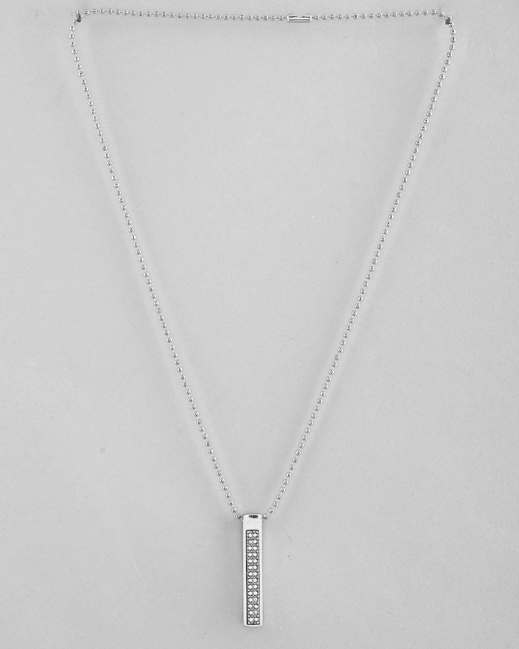 VOJ Silver Plated Men Chain With Rectangular Shaped AD Stone Studded Pendent | Grocsy