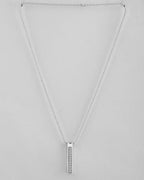 VOJ Silver Plated Men Chain With Rectangular Shaped AD Stone Studded Pendent | Grocsy