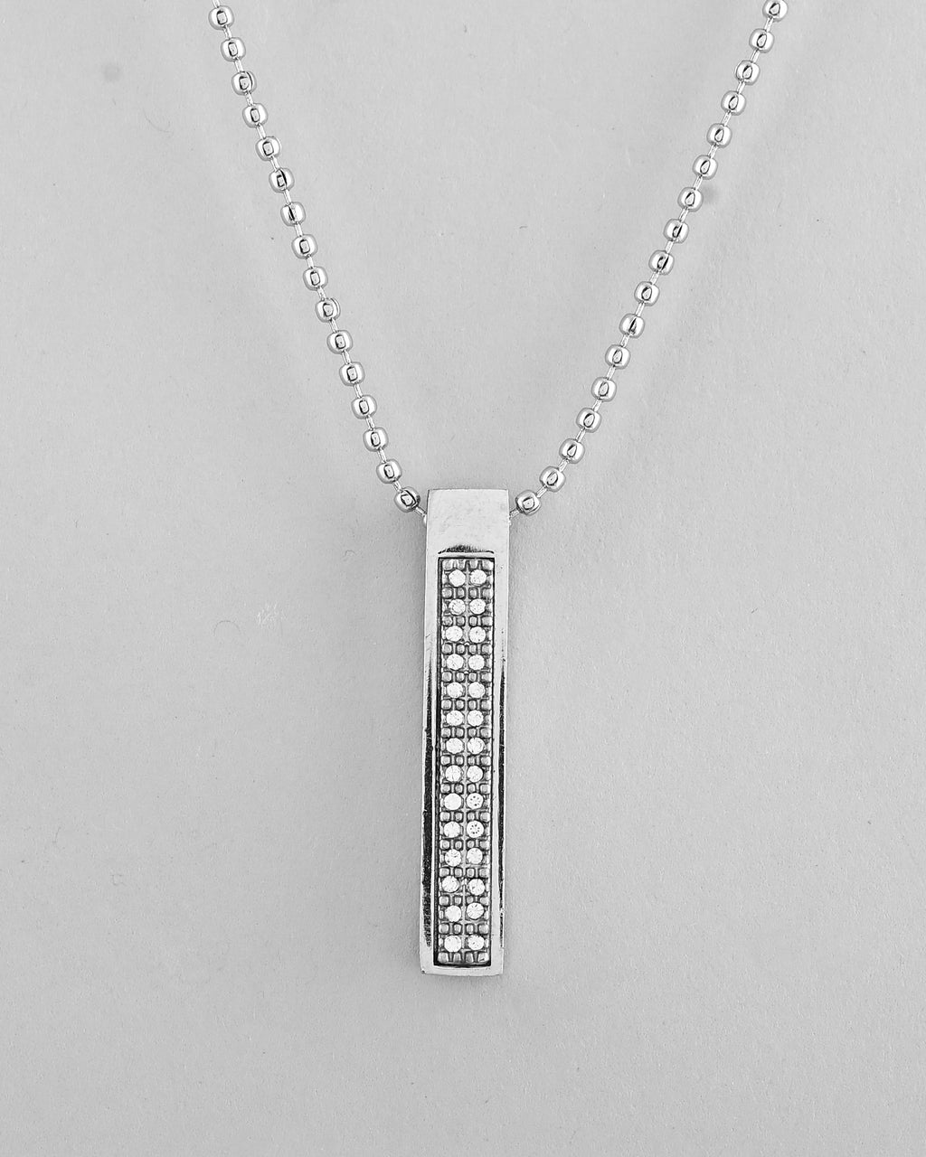 VOJ Silver Plated Men Chain With Rectangular Shaped AD Stone Studded Pendent | Grocsy
