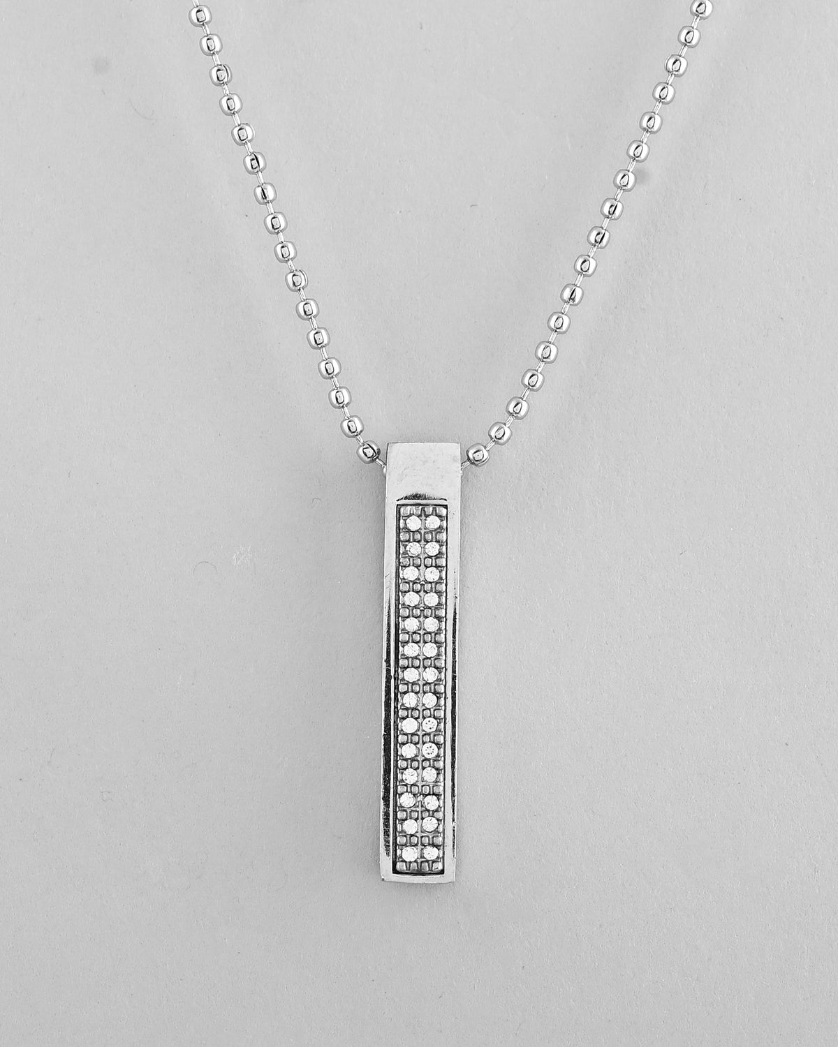 VOJ Silver Plated Men Chain With Rectangular Shaped AD Stone Studded Pendent | Grocsy