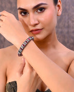VOJ Rhodium Plated Red Stone Studded Kada Bracelet | Grocsy