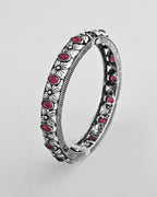 VOJ Rhodium Plated Red Stone Studded Kada Bracelet | Grocsy