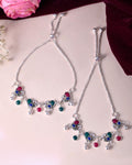 VOJ Set of 2 Silver-Plated Peacock Shaped Artificial Stones Anklet | Grocsy