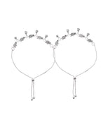 VOJ Set of 2 Silver Plated Bird And Rose Shaped Anklet | Grocsy