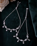 VOJ Set of 2 Silver Plated Bird And Rose Shaped Anklet | Grocsy