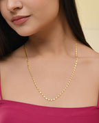VOJ Gold-Polished Designer Biscuit Shaped Chain For Women | Grocsy