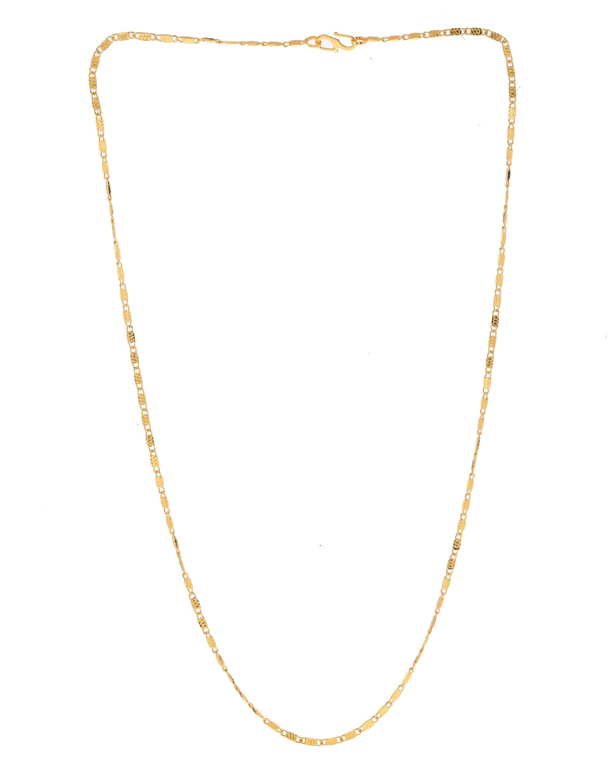 VOJ Gold-Polished Designer Biscuit Shaped Chain For Women | Grocsy