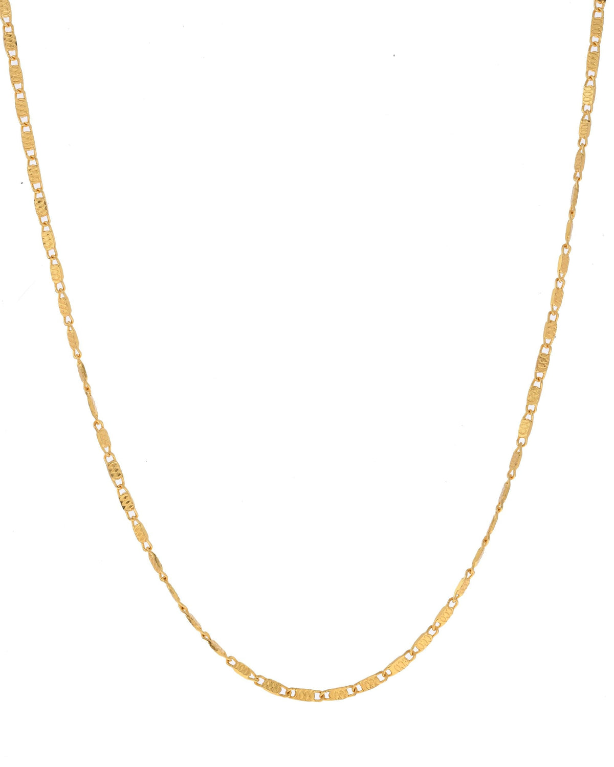 VOJ Gold-Polished Designer Biscuit Shaped Chain For Women | Grocsy