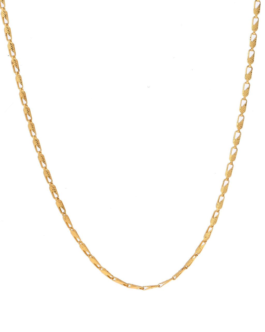 VOJ Gold-Polished Designer Biscuit Shaped Chain For Women | Grocsy