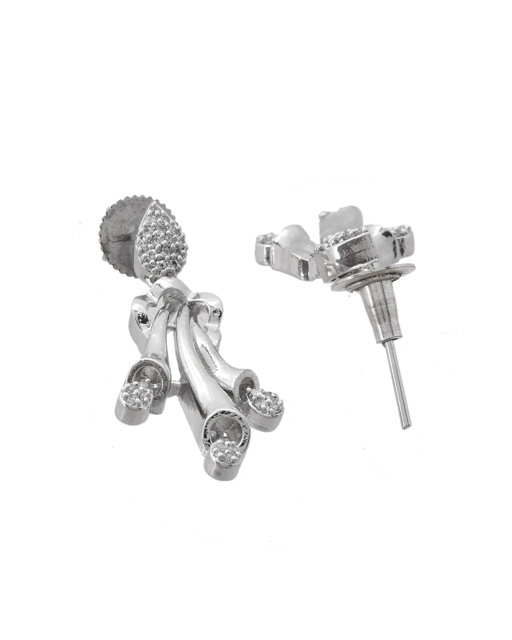 VOJ Silver Plated Ad Stone Studded Designer Necklace With Earrings Set | Grocsy