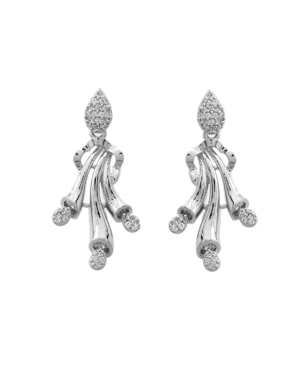 VOJ Silver Plated Ad Stone Studded Designer Necklace With Earrings Set | Grocsy