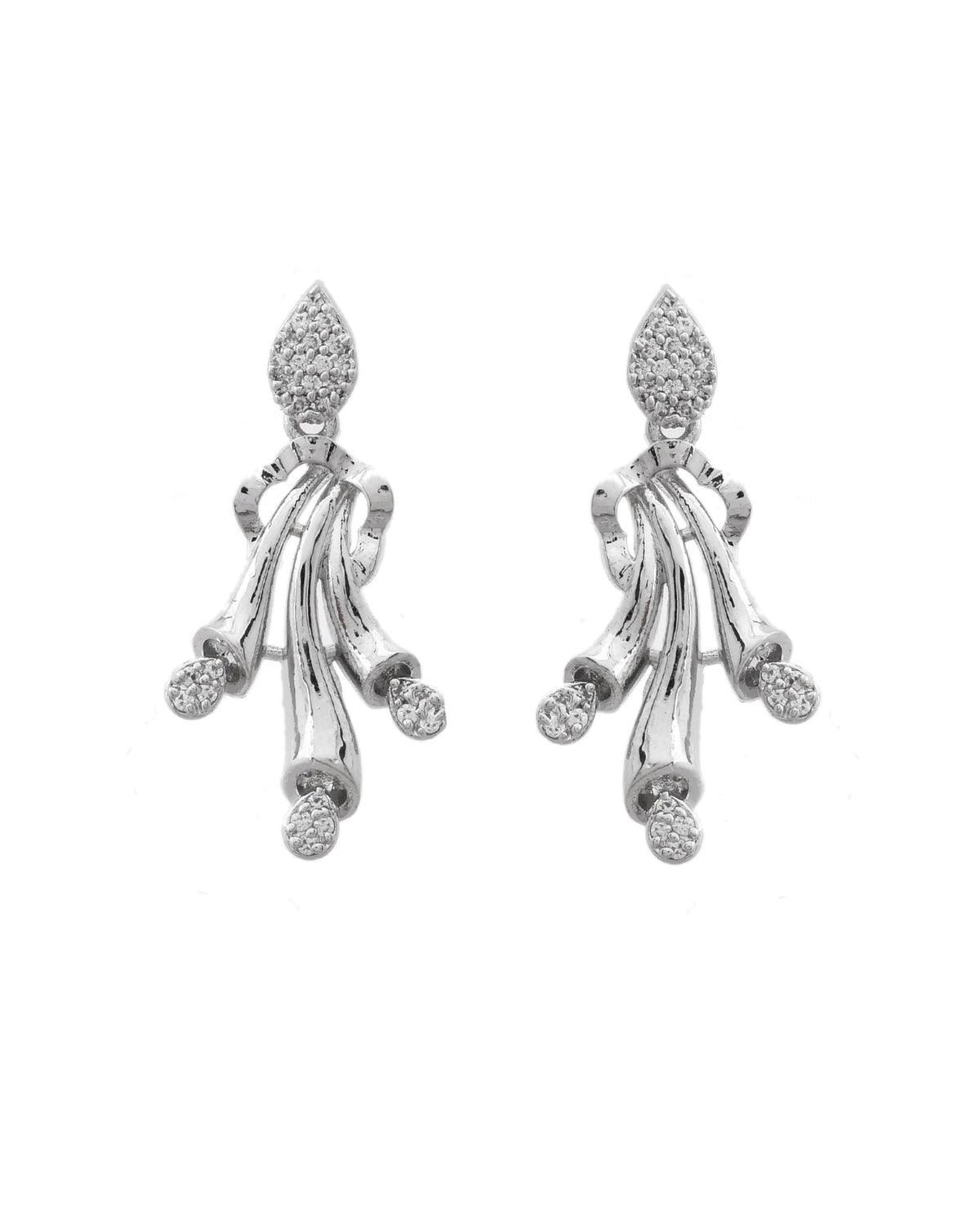 VOJ Silver Plated Ad Stone Studded Designer Necklace With Earrings Set | Grocsy
