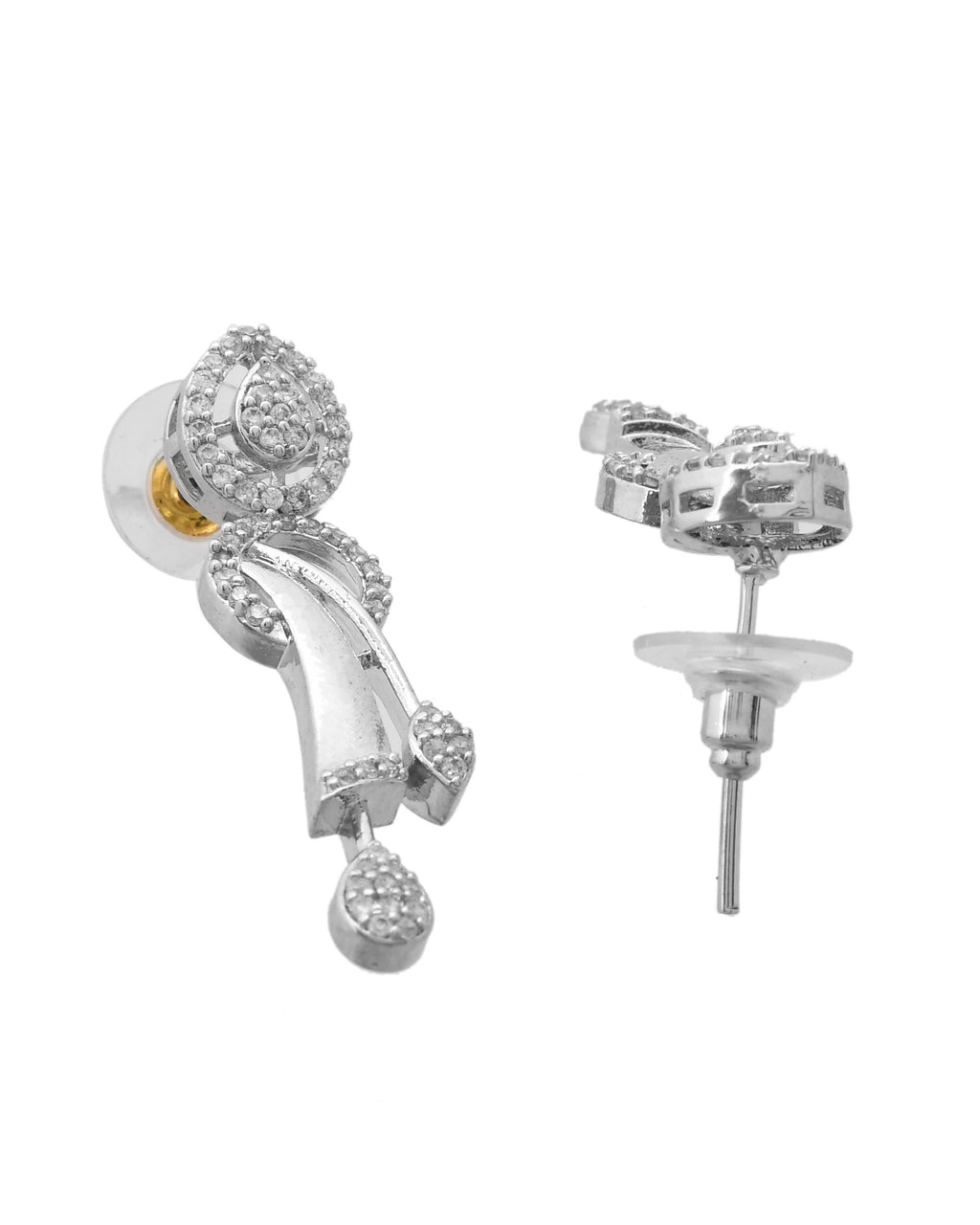 VOJ Silver Toned Stylish Ad- Studded Jewellery Set | Grocsy