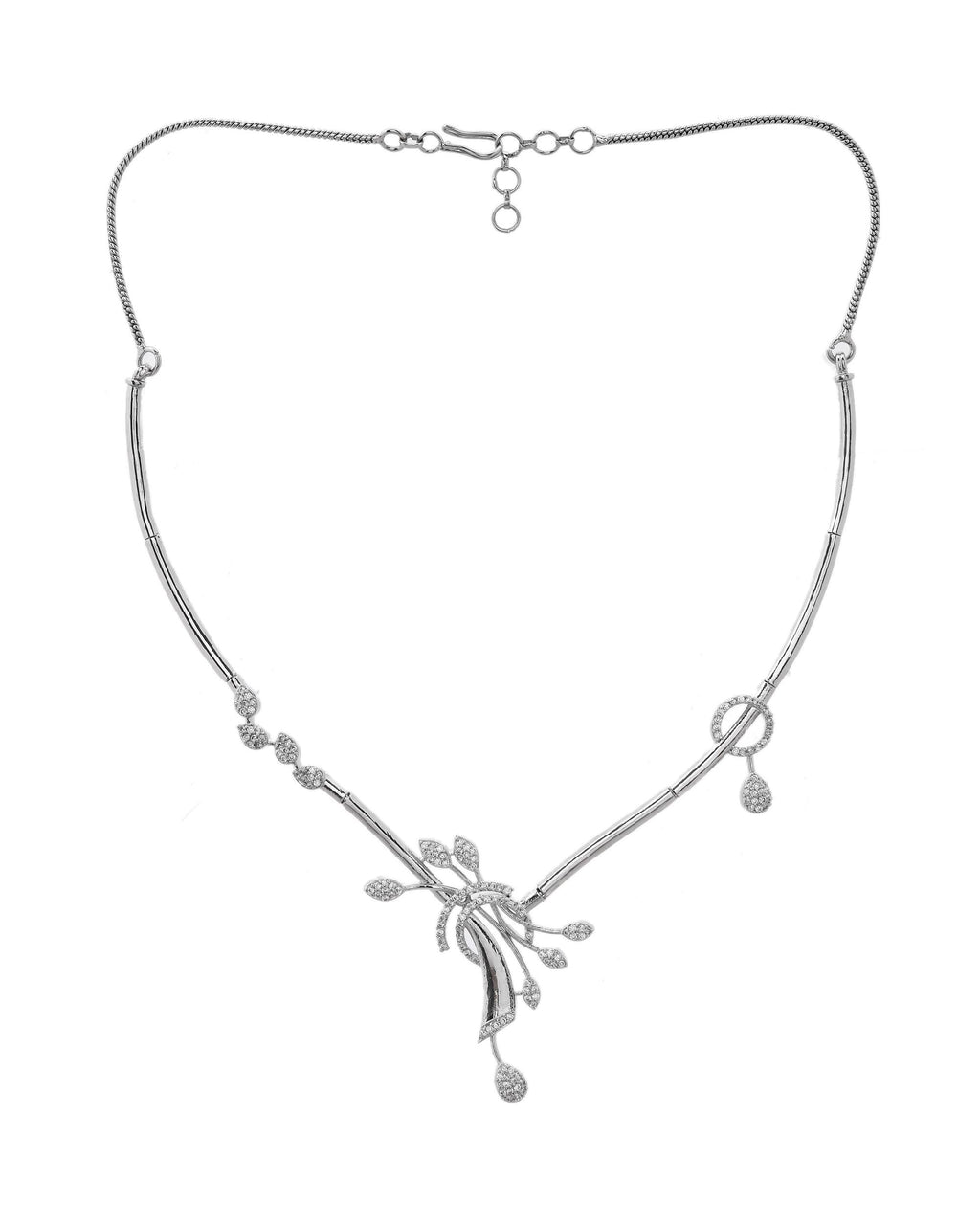 VOJ Silver Toned Stylish Ad- Studded Jewellery Set | Grocsy