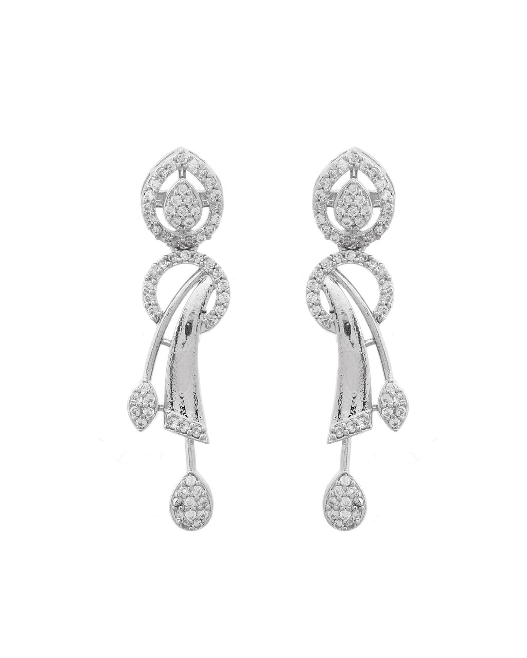 VOJ Silver Toned Stylish Ad- Studded Jewellery Set | Grocsy