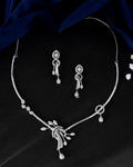 VOJ Silver Toned Stylish Ad- Studded Jewellery Set | Grocsy