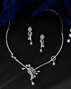 VOJ Silver Toned Stylish Ad- Studded Jewellery Set | Grocsy