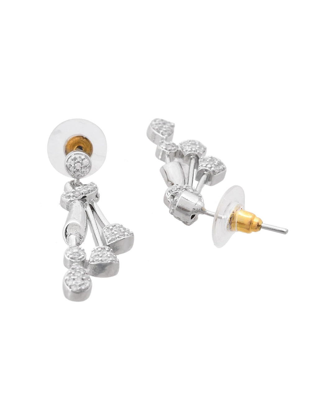 VOJ Silver Plated Ad Stone Studded Designer Necklace With Earrings Set | Grocsy