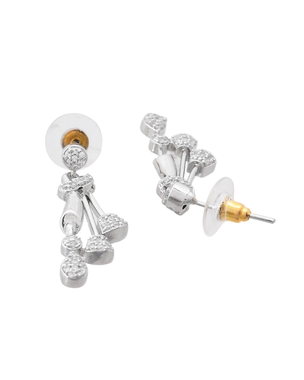 VOJ Silver Plated Ad Stone Studded Designer Necklace With Earrings Set | Grocsy