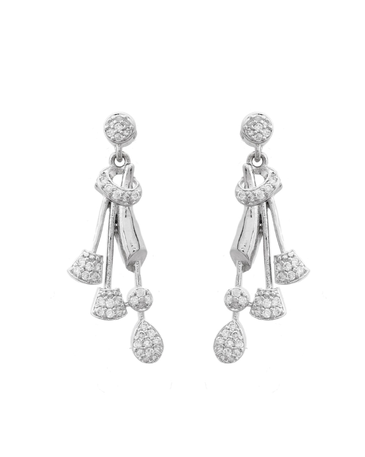 VOJ Silver Plated Ad Stone Studded Designer Necklace With Earrings Set | Grocsy